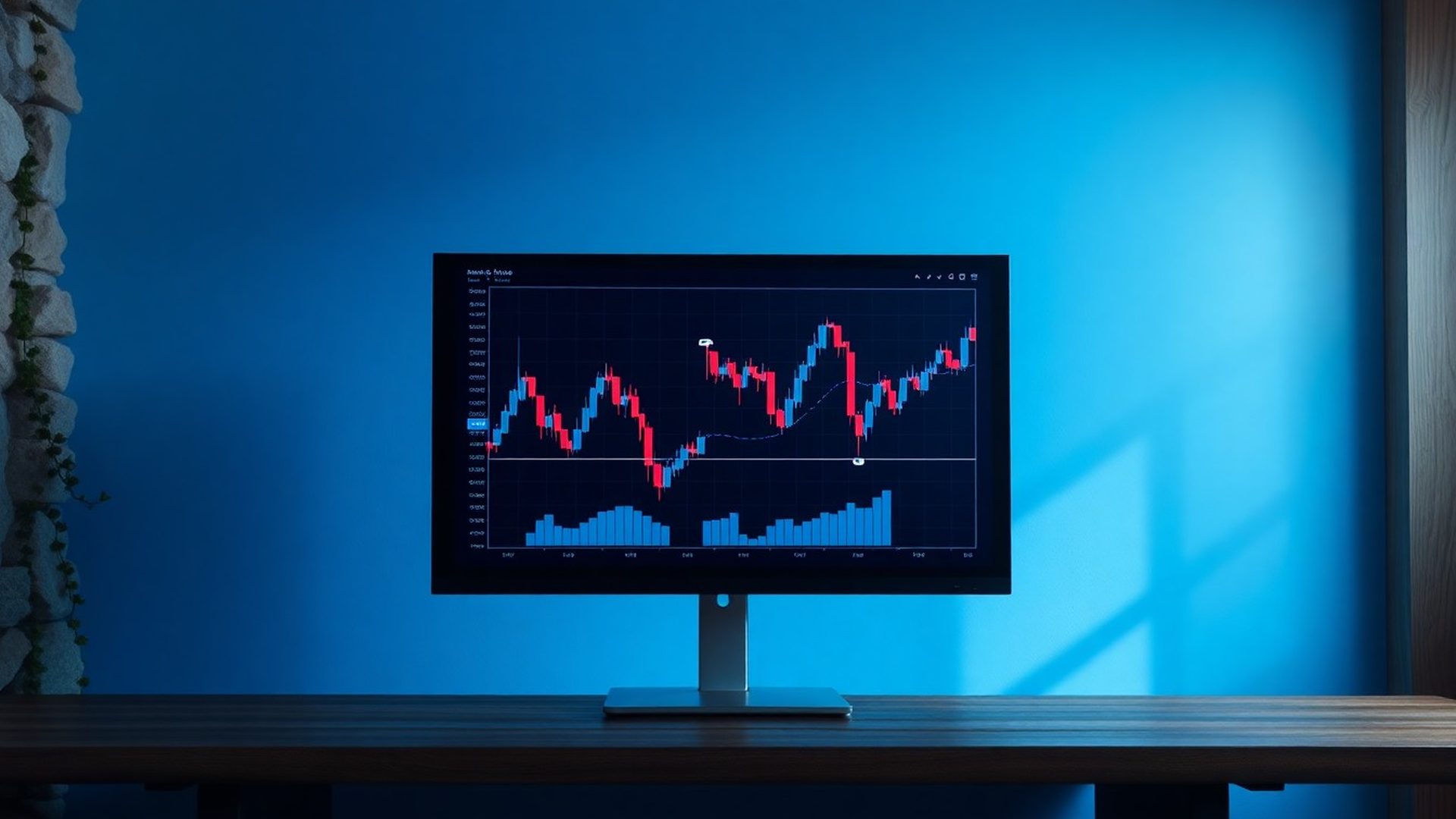 Vizualizacija avtomatizirane trading strategije v modro-azurnem vmesniku